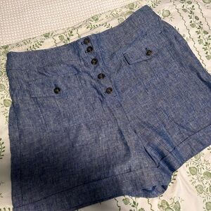 Boden High Waist Linen Chambray Short